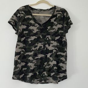 Camo Print V neck